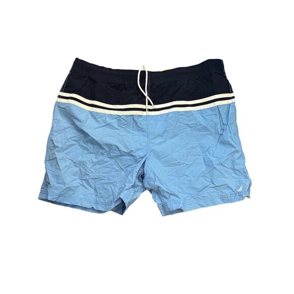 Nautica Mens XL Blue & Navy Swim Shorts With Drawstring - Picture 1 of 3